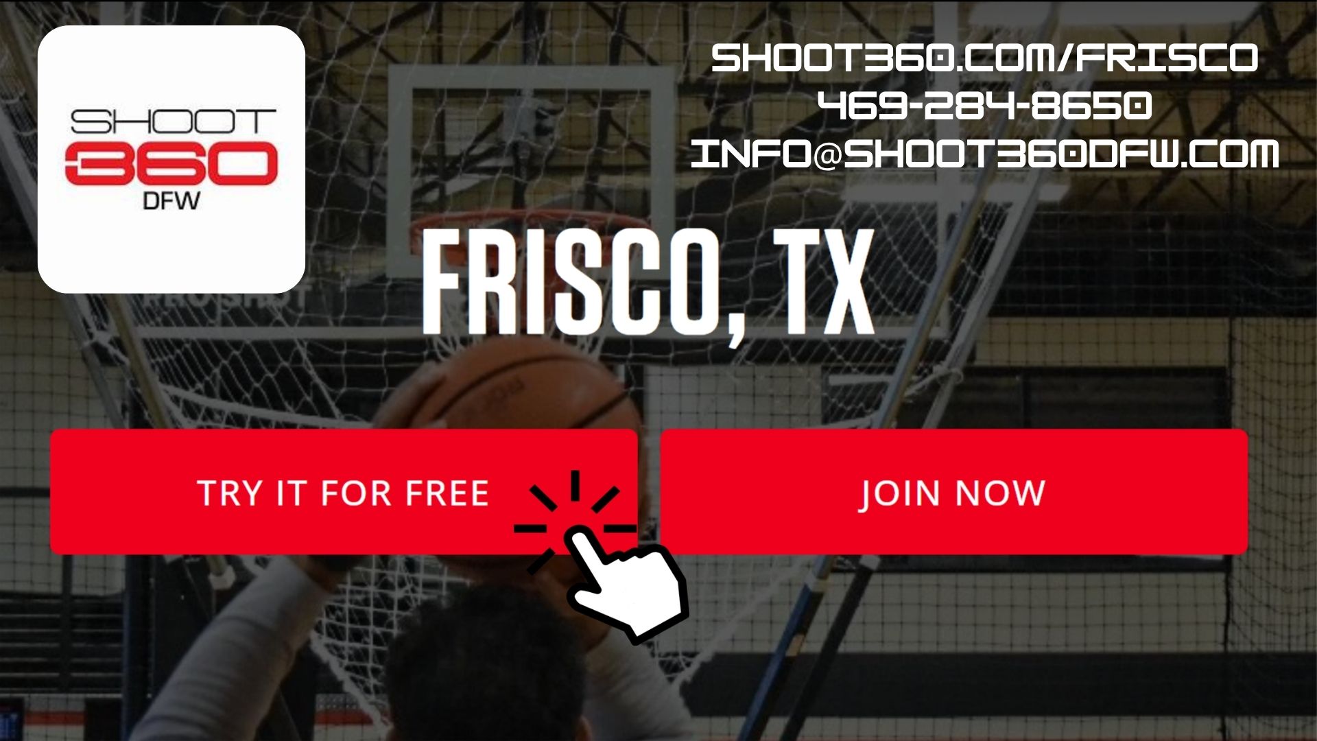 Shoot 360 DFW-Frisco Facebook ad: Sign up for our free 1-hour workout!
