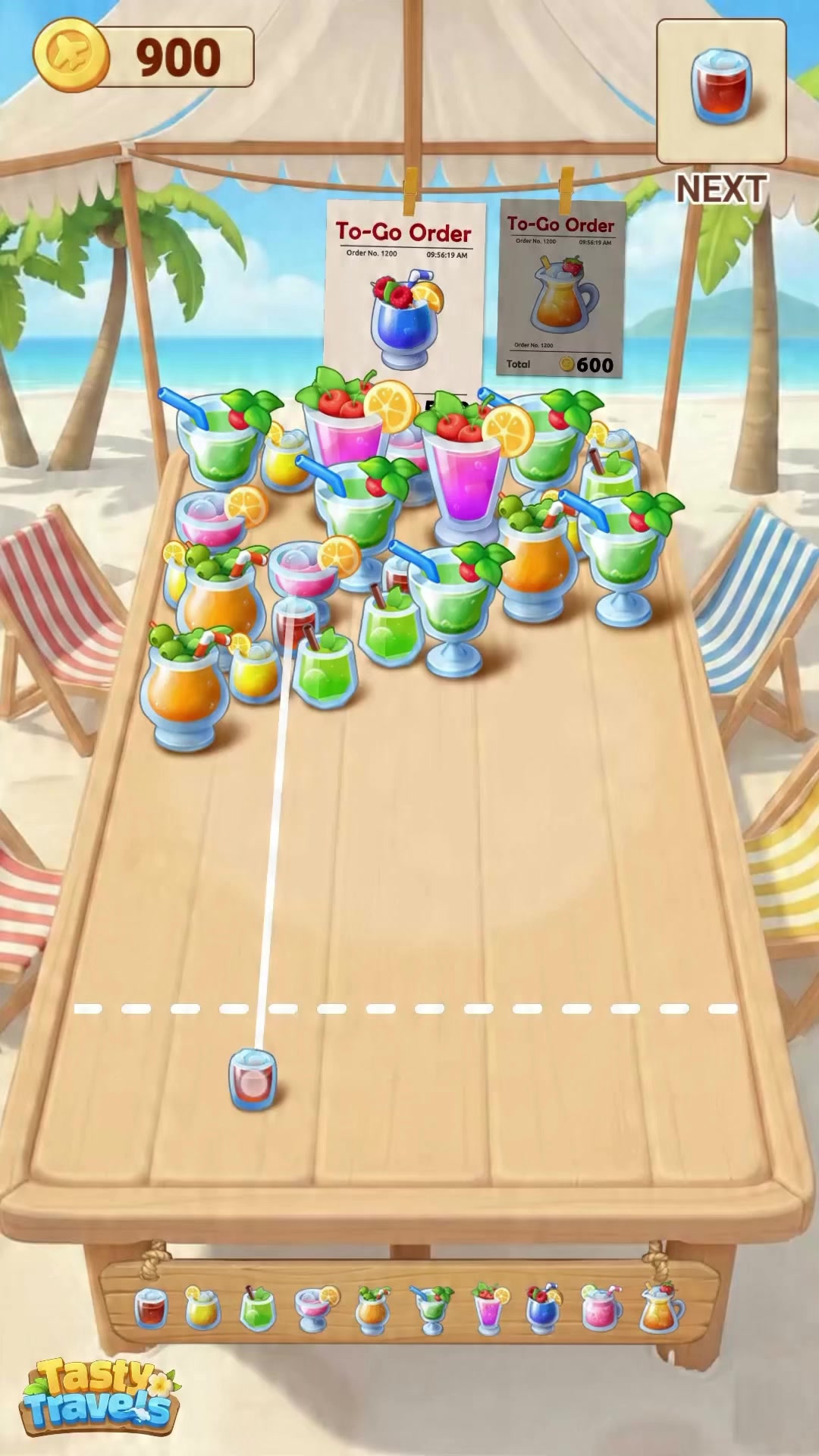 Tasty Travels: Merge Game Facebook ad: Sip, Relax & Merge