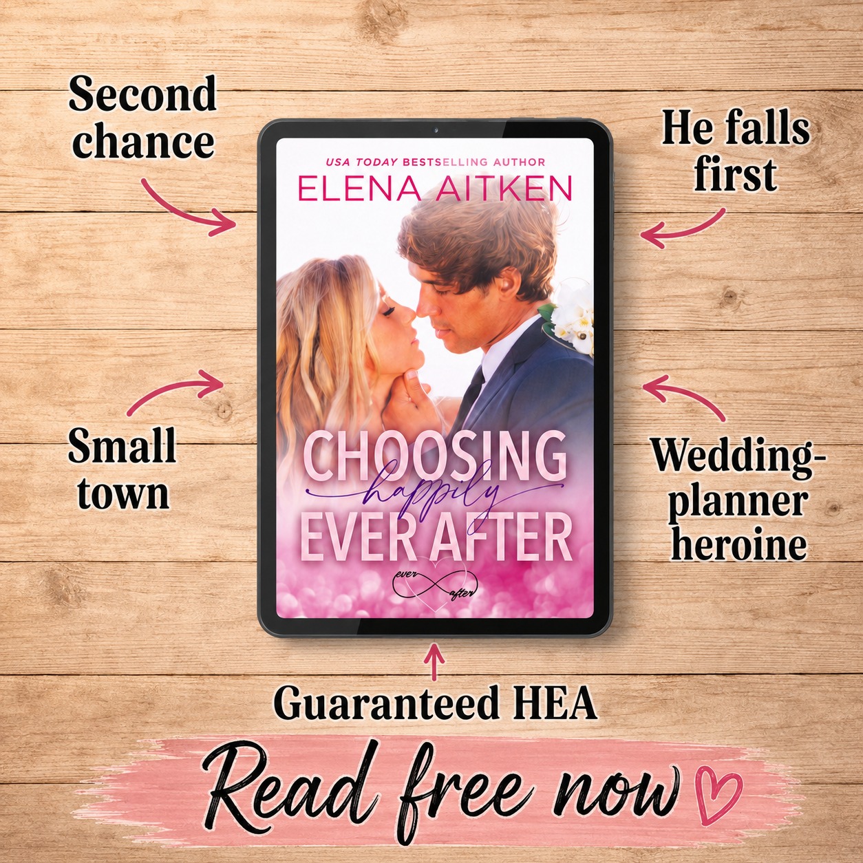 Elena Aitken Author Facebook ad: Free: the small-town second-chance romance readers can't…