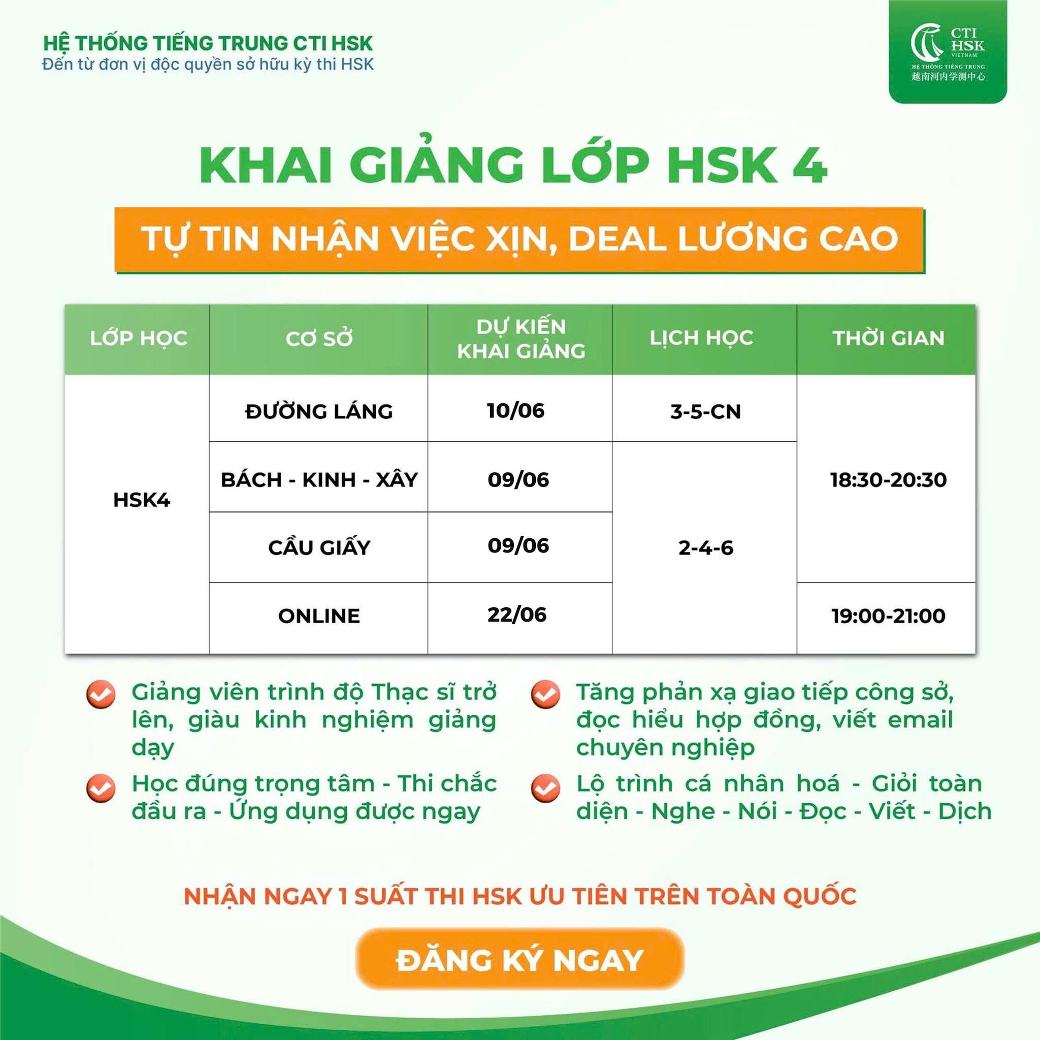 Hệ thống Tiếng Trung CTI HSK Facebook ad: Bạn muốn có công việc tốt, thu nhập…
