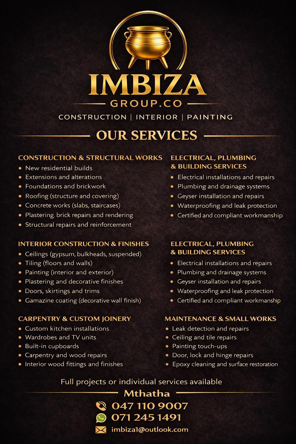 Imbiza Group Facebook ad: Based in Mthatha - Imbiza Group