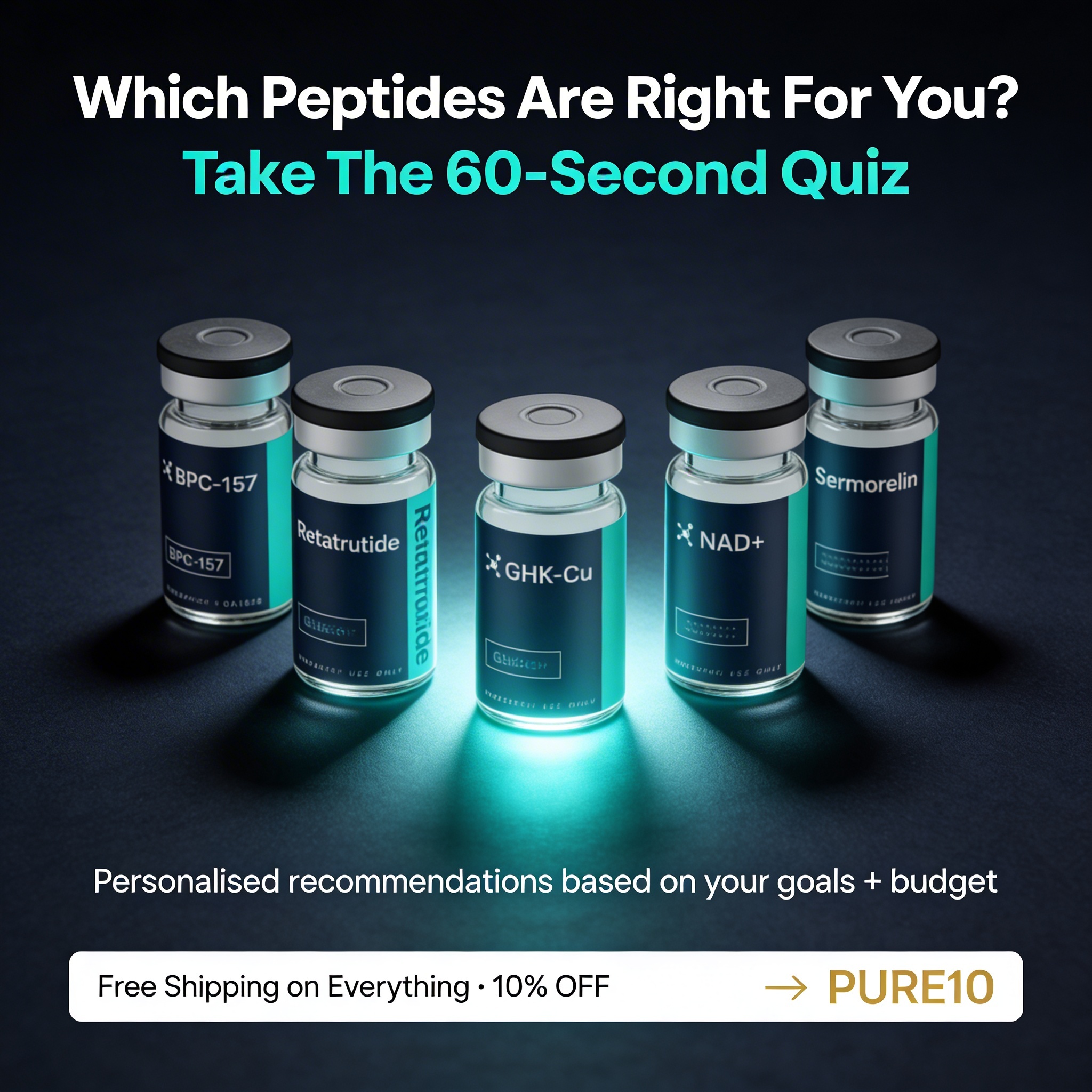 Calivo Labs Facebook ad: Find Your Perfect Peptide Stack, 60-Second Quiz