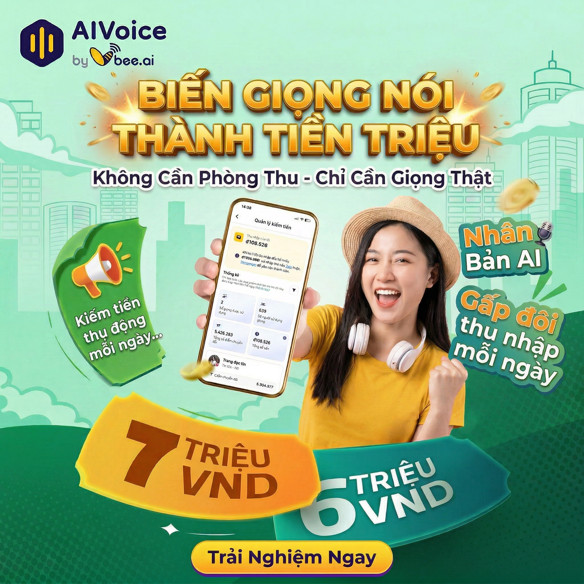 Vbee AI Voice Solutions Facebook ad: Kiếm tiền thụ động mỗi ngày