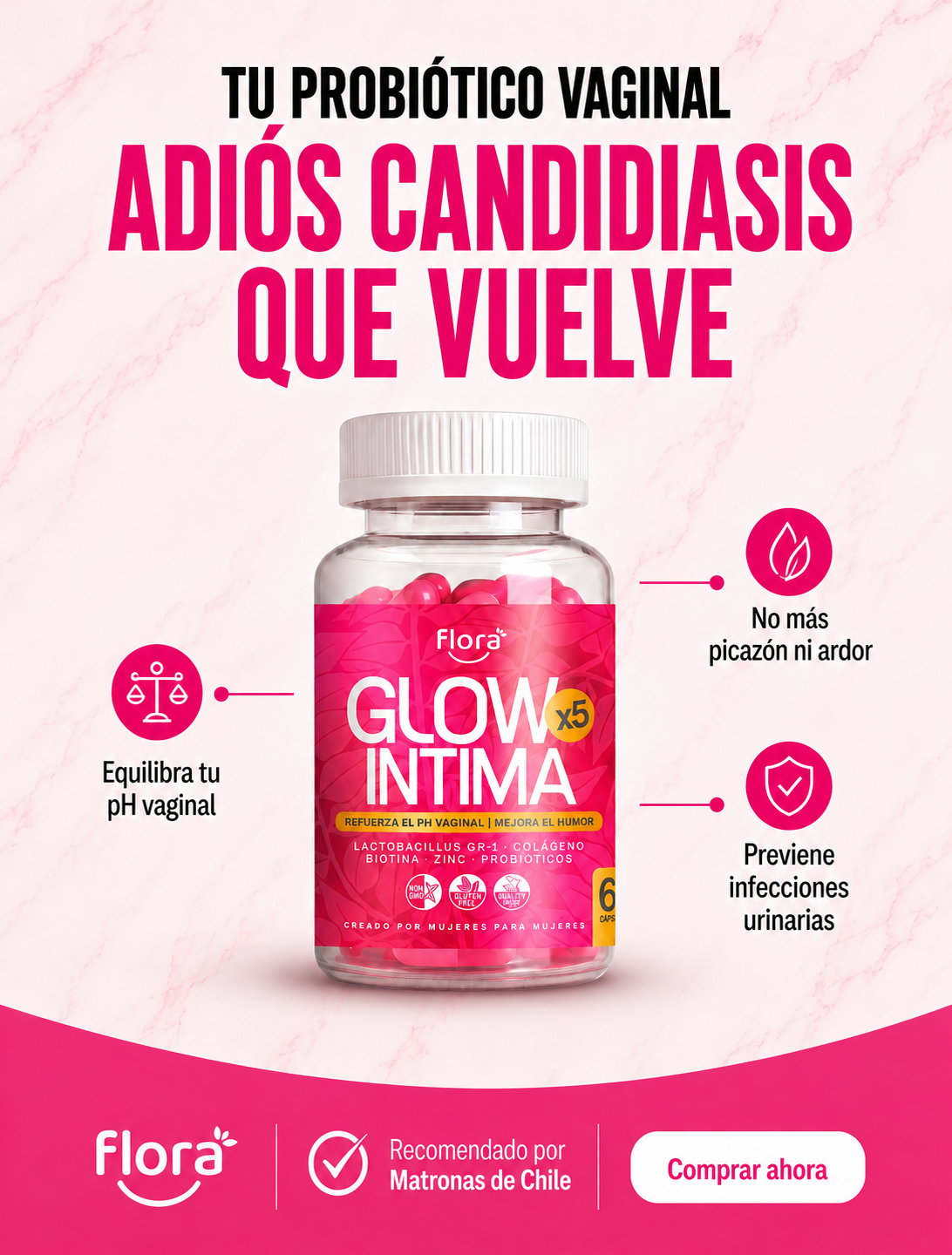 Florasoulchile Facebook ad: Basta de candidiasis 20% OFF