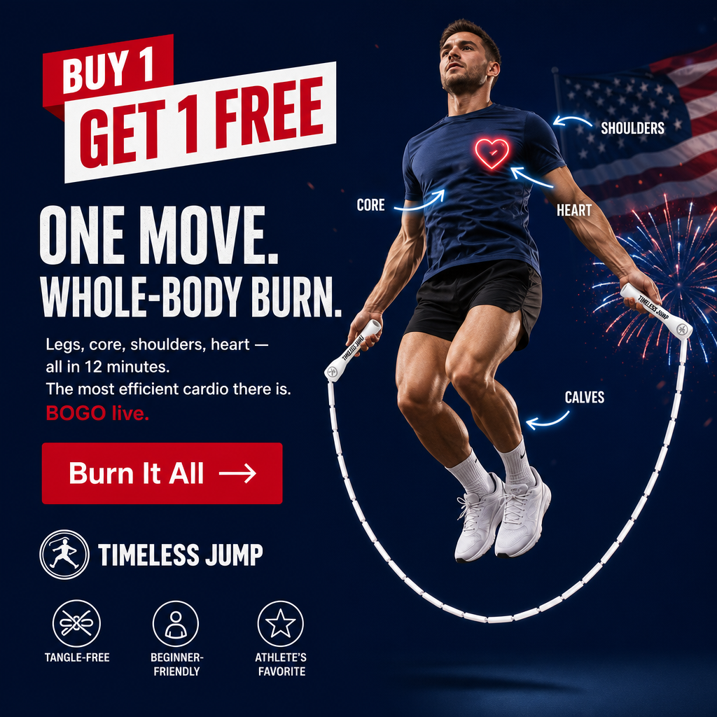 Timeless Jump Facebook ad: 4th of July Sale, Buy 1 Get 1 FREE