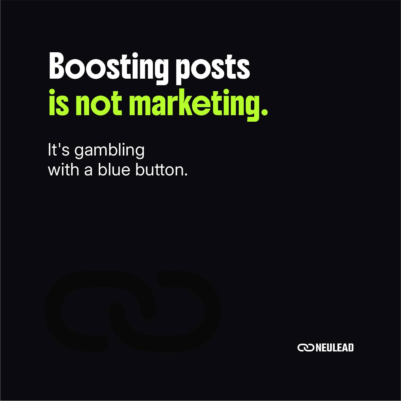 Neulead Facebook ad: You hit Boost Post.