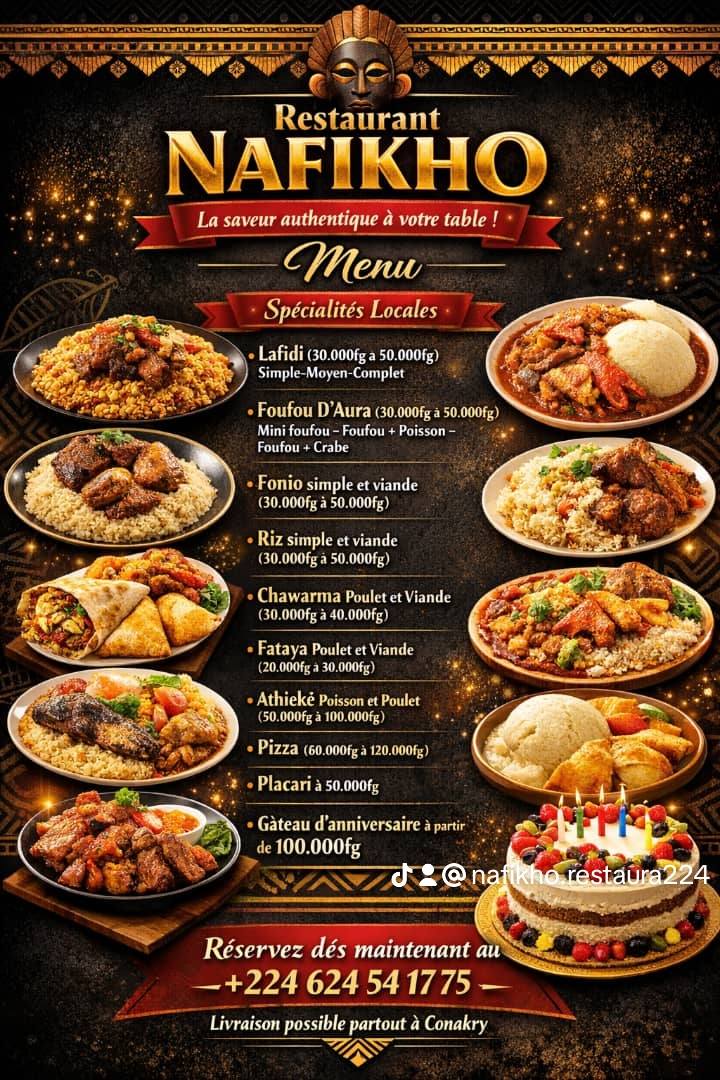 Restaurant Nafikho Facebook ad: Découvrez Nafikho, Les vraies saveurs africaines à Taouya!