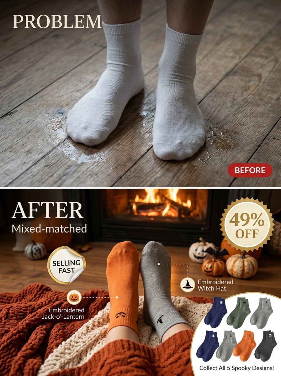 Achotoll Facebook ad: Halloween Embroidered Socks