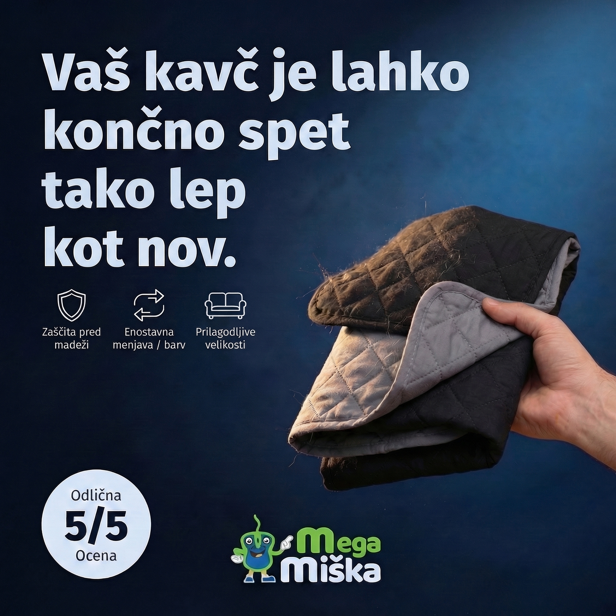 megamiska.eu Facebook ad: Osvežite svoj kavč ali fotelj s stilom!
