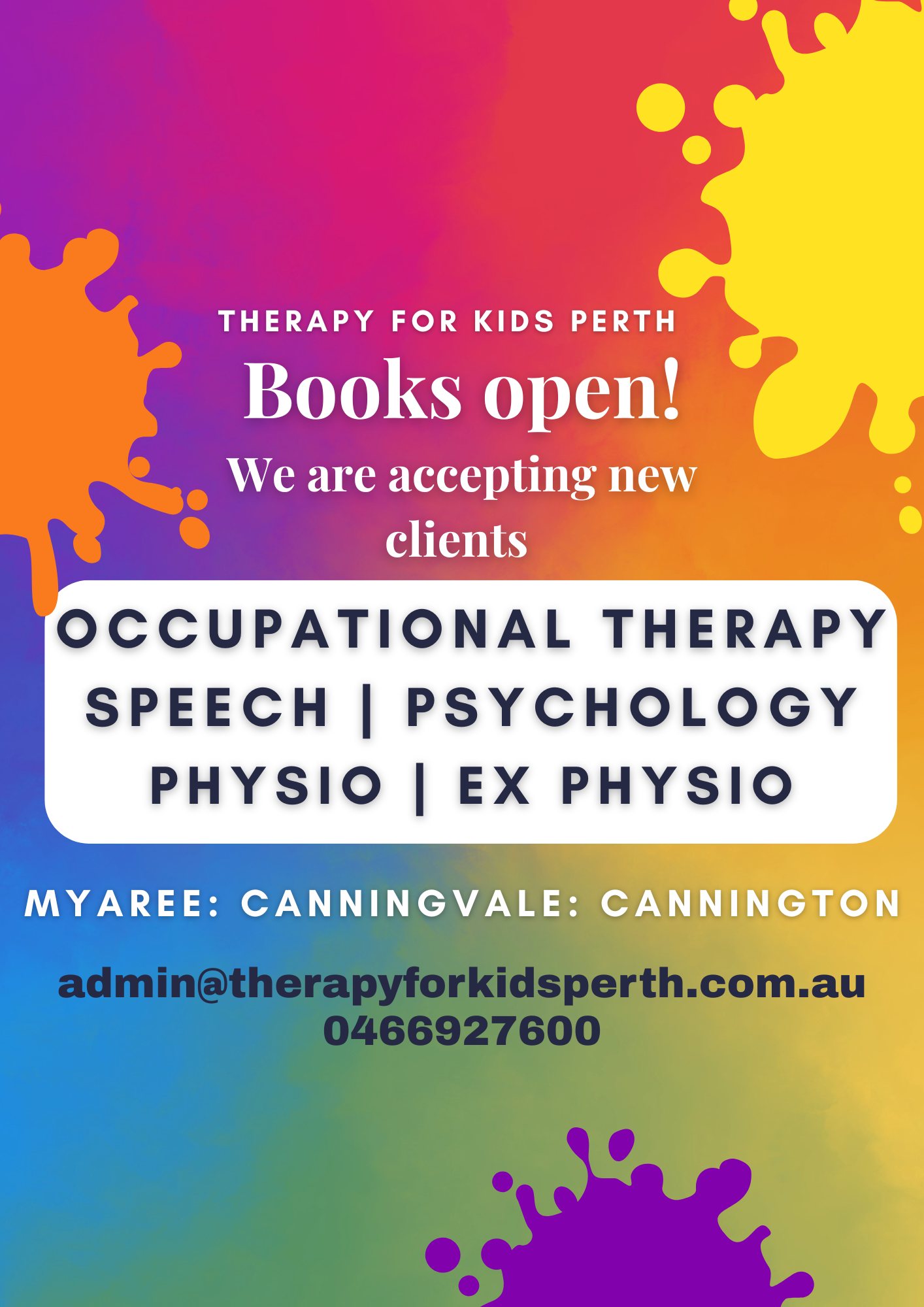 Therapy for Kids Perth Facebook ad: Occupational Therapy. Speech pathology.