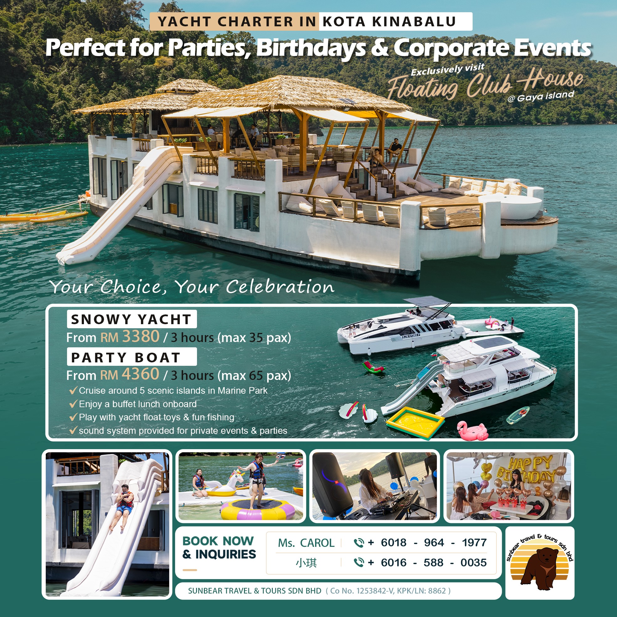Sunbear Travel & Tours S/B Facebook ad: 𝐘𝐚𝐜𝐡𝐭 𝐂𝐡𝐚𝐫𝐭𝐞𝐫 𝐢𝐧 𝐊𝐨𝐭𝐚 𝐊𝐢𝐧𝐚𝐛𝐚𝐥𝐮