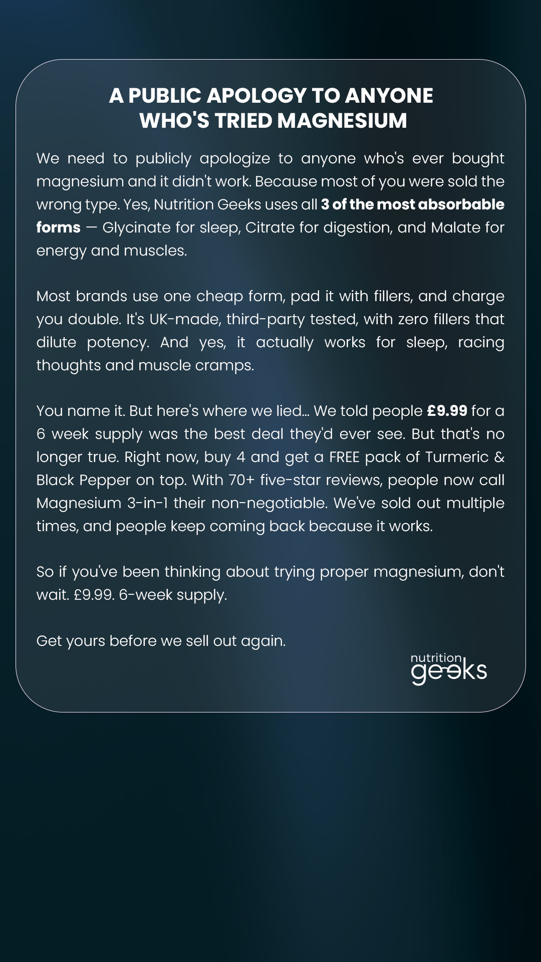 Nutrition Geeks Facebook ad