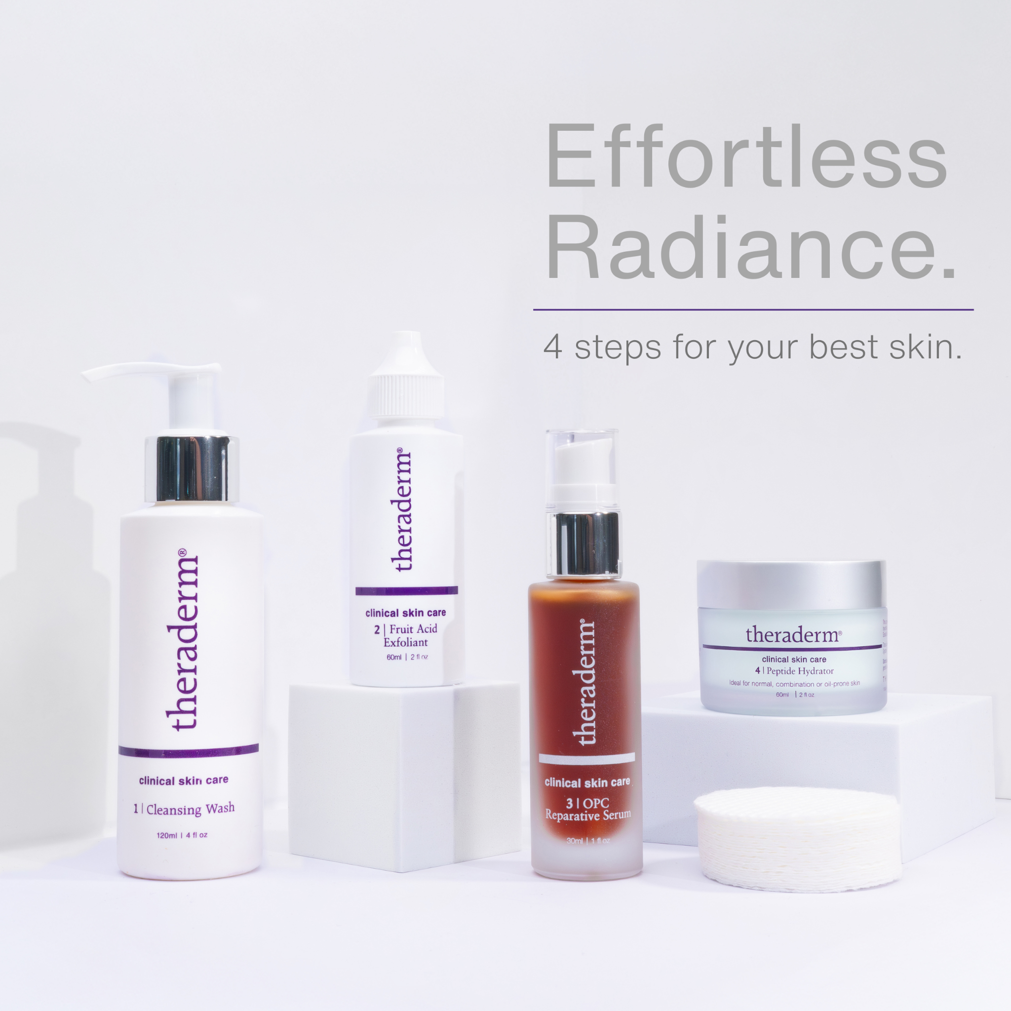 Theraderm Clinical Skin Care Facebook ad: Brighter Days Start With Brighter Skin.