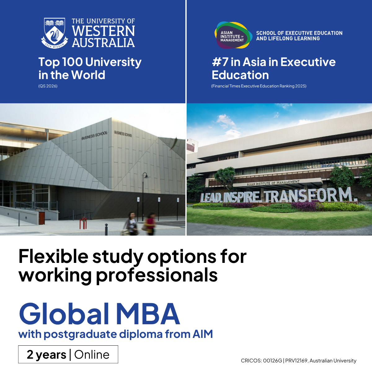 The University of Western Australia Global MBA with PG Diploma from AIM Facebook ad