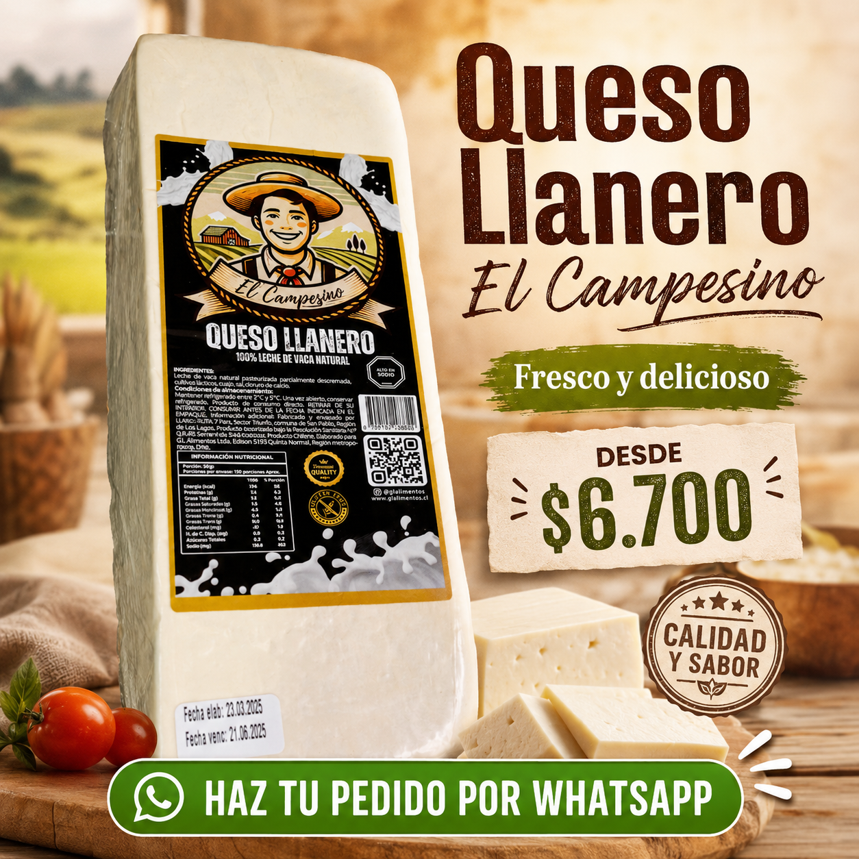 Alimentos G'Lamed León Facebook ad: Ubicados en Santiago - Somos Fabrica