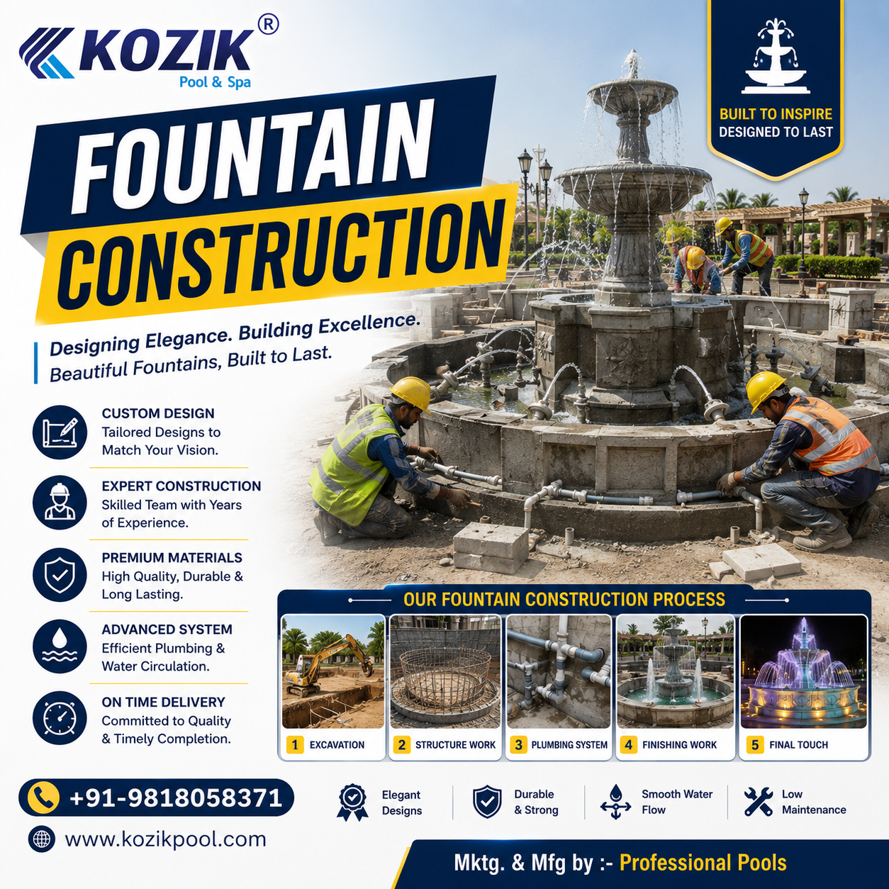 Professional Pools Facebook ad: Build Bigger. Build Better.