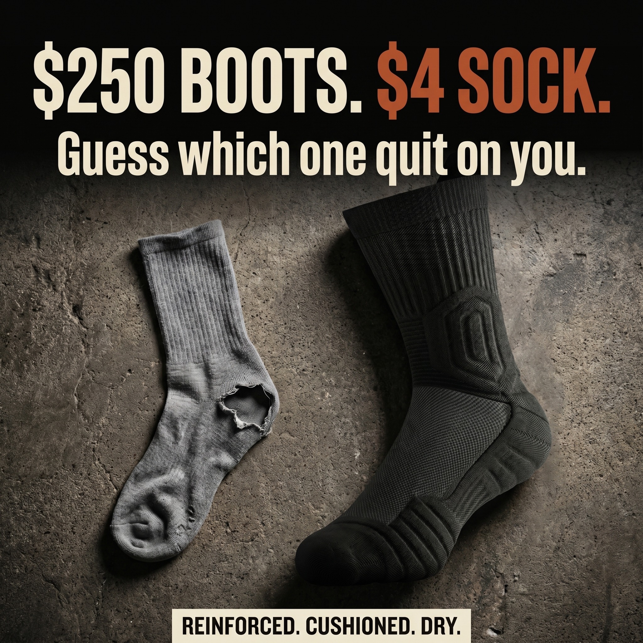 Wooten Gear Facebook ad: Turns concrete into carpet.