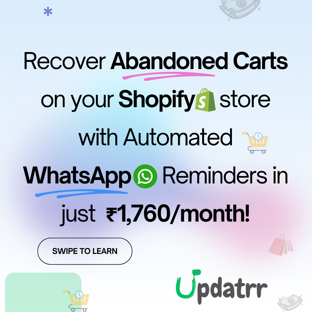Updatrr Facebook ad: Recover lost sales with automated abandoned cart reminders