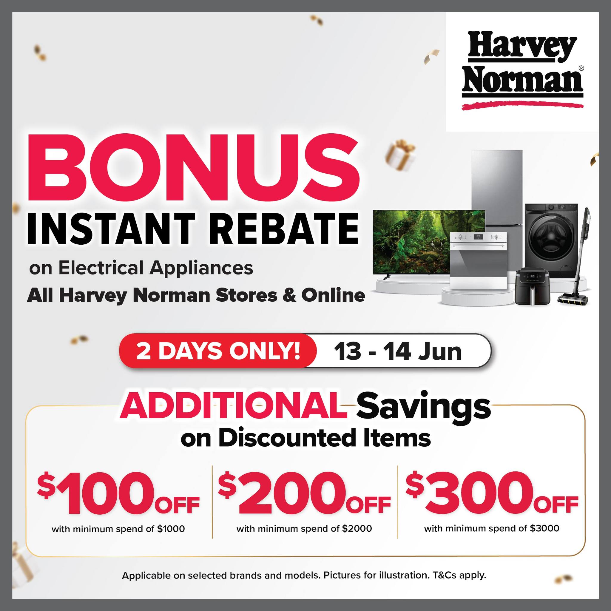Harvey Norman Singapore Facebook ad: Plug into BONUS Instant Rebates and enjoy irresistible…