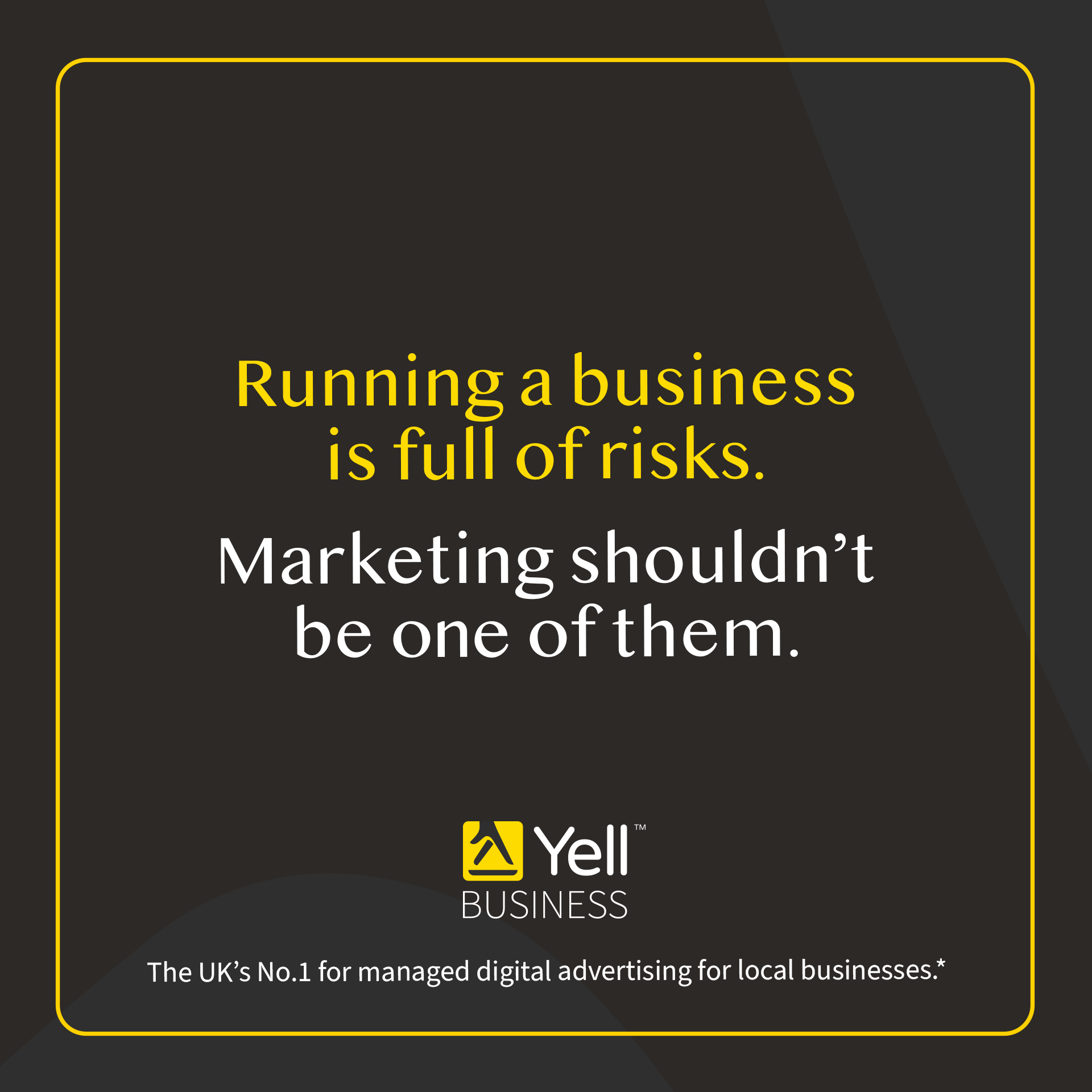 Yell Business Facebook ad: Take the uncertainty out of your marketing investment