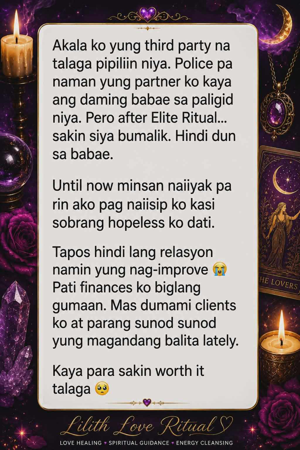 Lilith Love Rituals Facebook ad: INIWAN KA BA?…