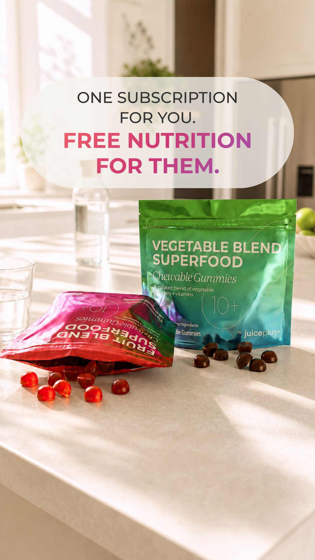 Juice Plus+ Facebook ad: One for You. One for Them.