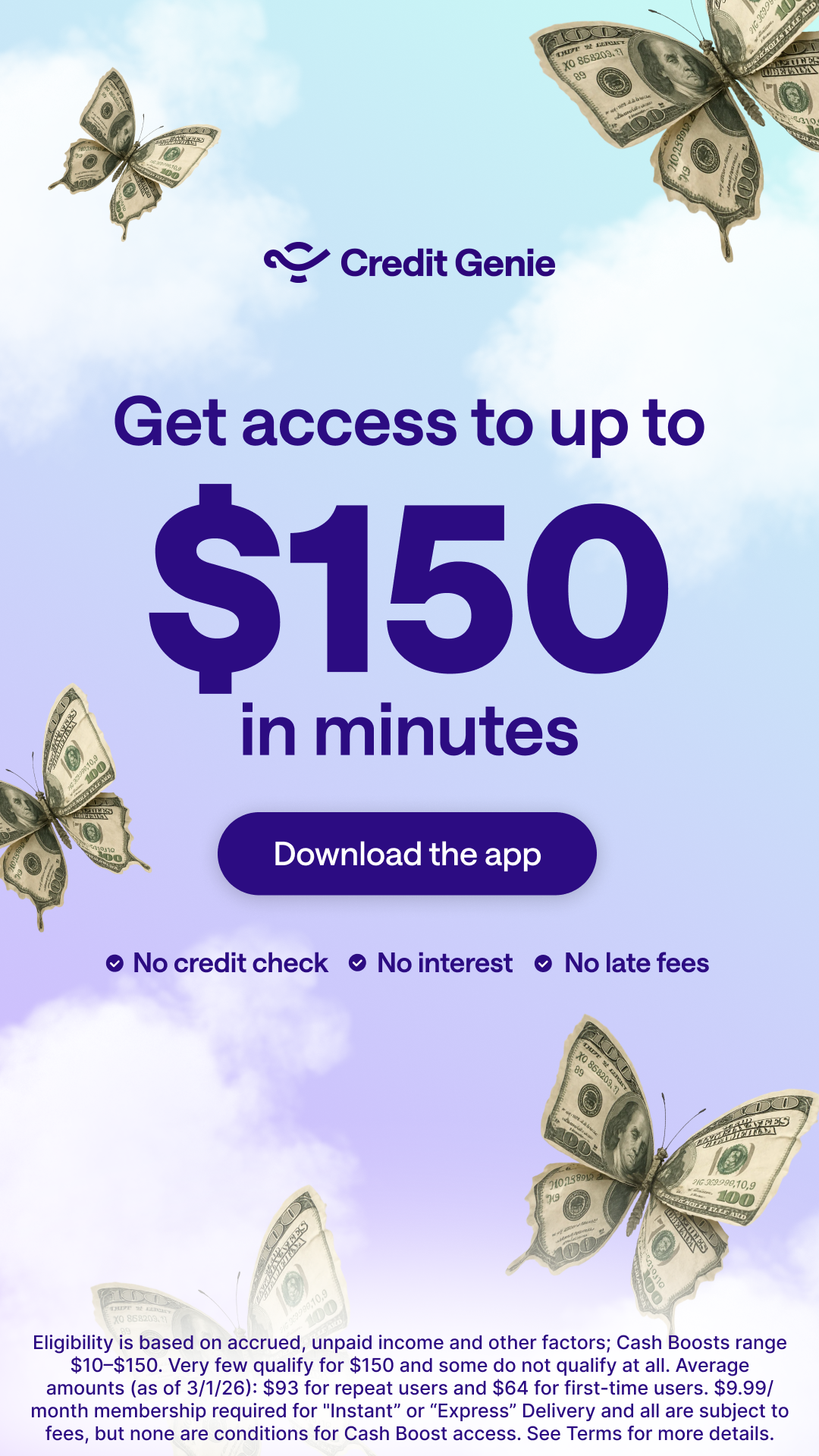 Credit Genie Facebook ad from Mar 26, 2026