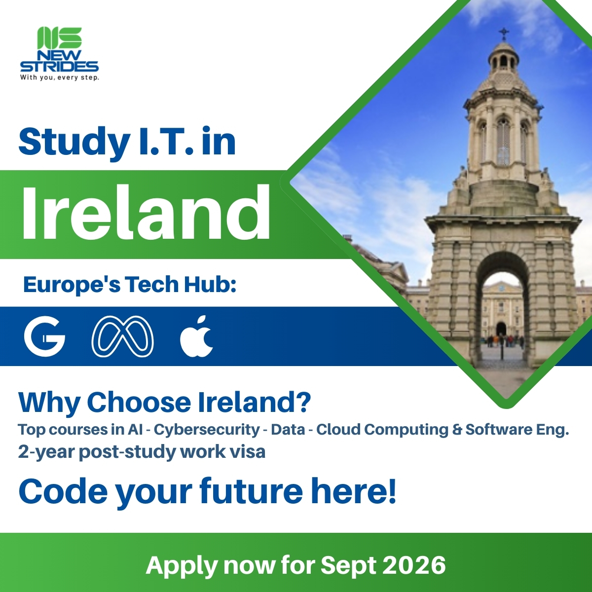 NewStrides Facebook ad: Study IT in Ireland | Europe’s Tech Hub