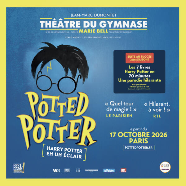 Potted Potter France Facebook ad: POTTED POTTER à Paris au Théâtre du Gymnase