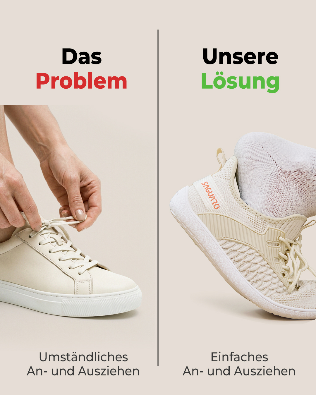 Saguaro De Facebook ad: Slip-on Barfußschuh, in Sekunden bereit
