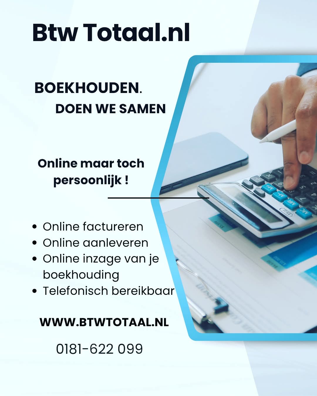 BTW Totaal.nl Administratie & Belasting Facebook ad: Wij hebben weer ruimte voor nieuwe klanten.
