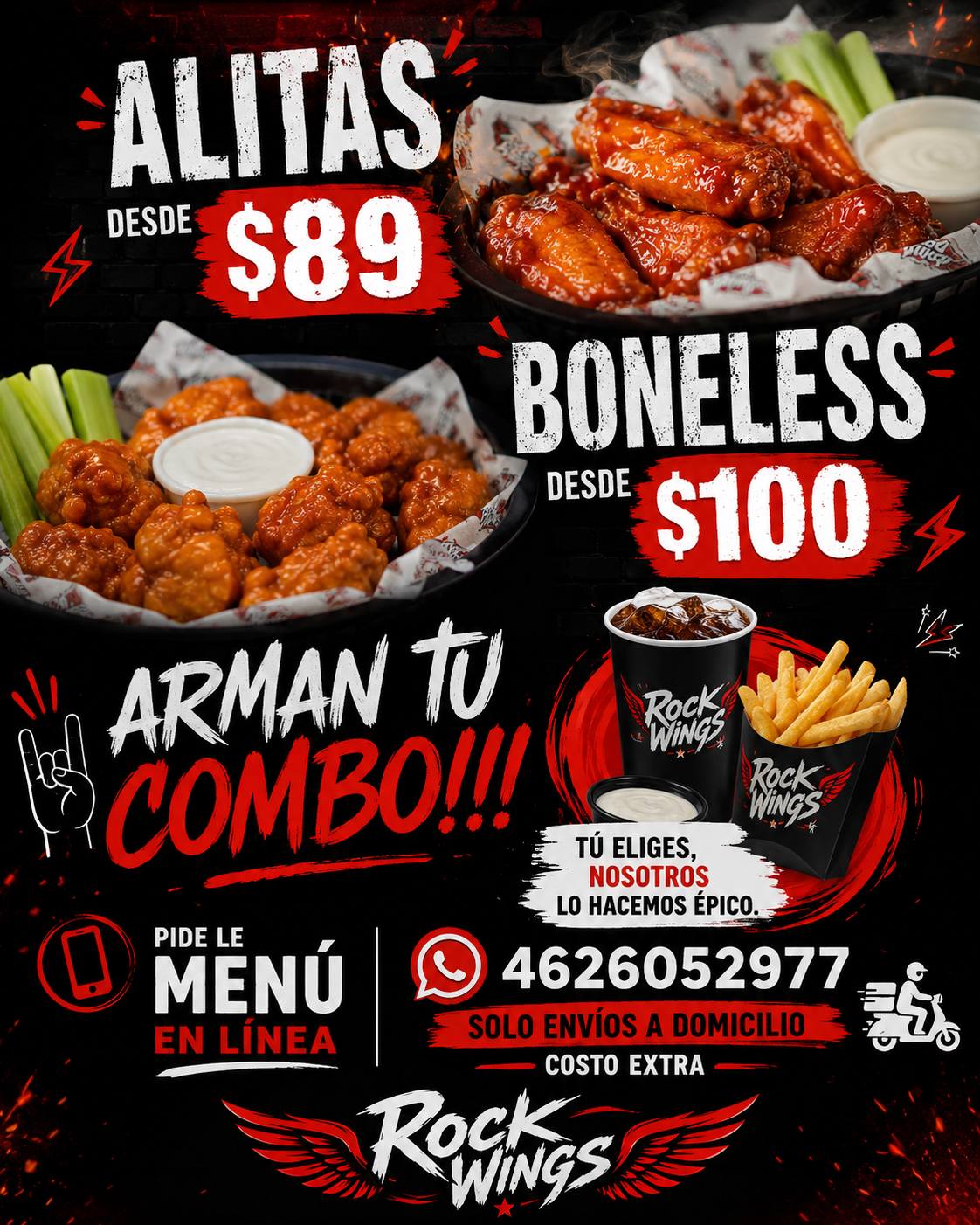 Rock n' Wings Facebook ad: EN SERVICIO