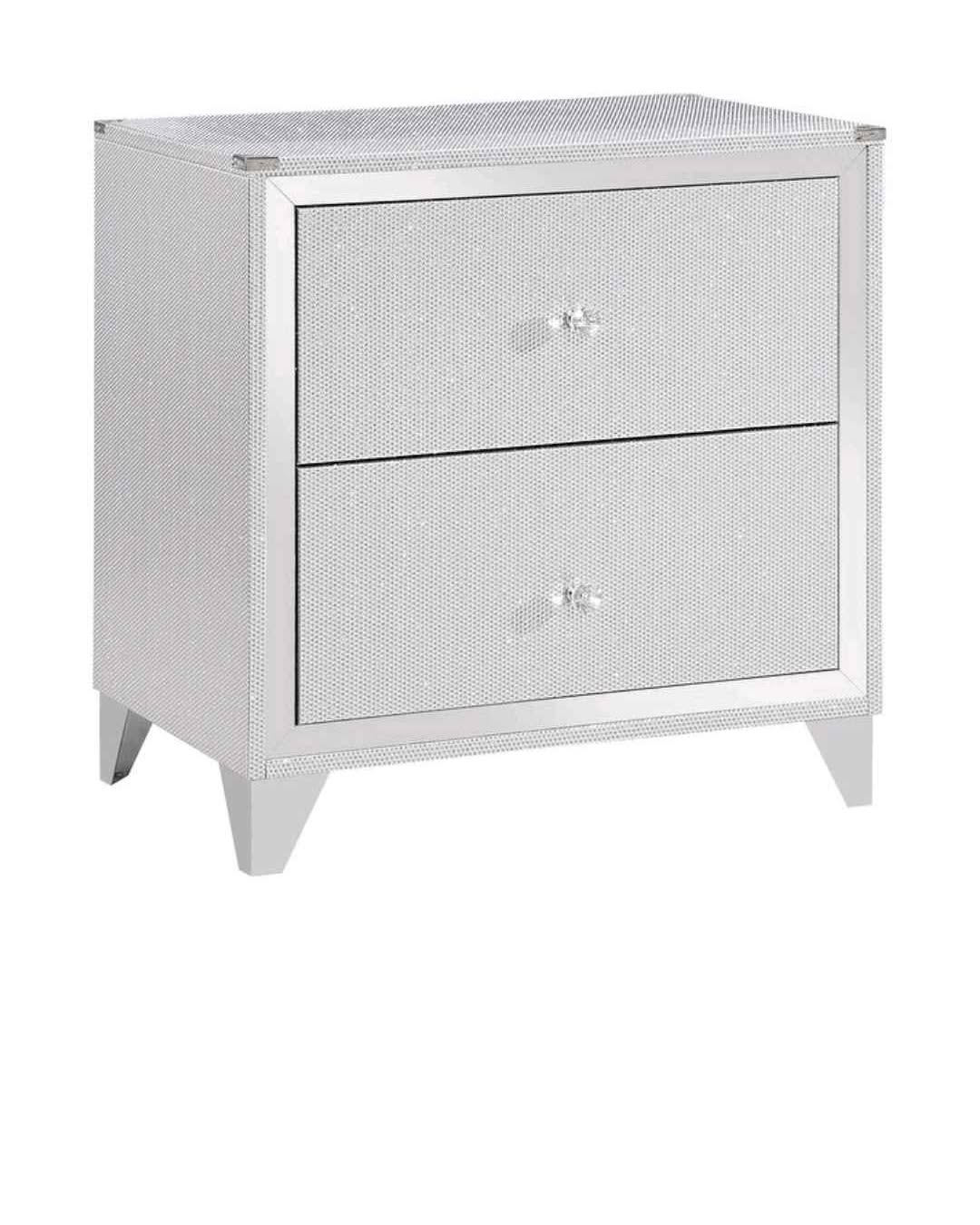 Kimberlynn Williams Facebook ad: Larue Contemporary 2-drawer Nightstand Silver (Brand…