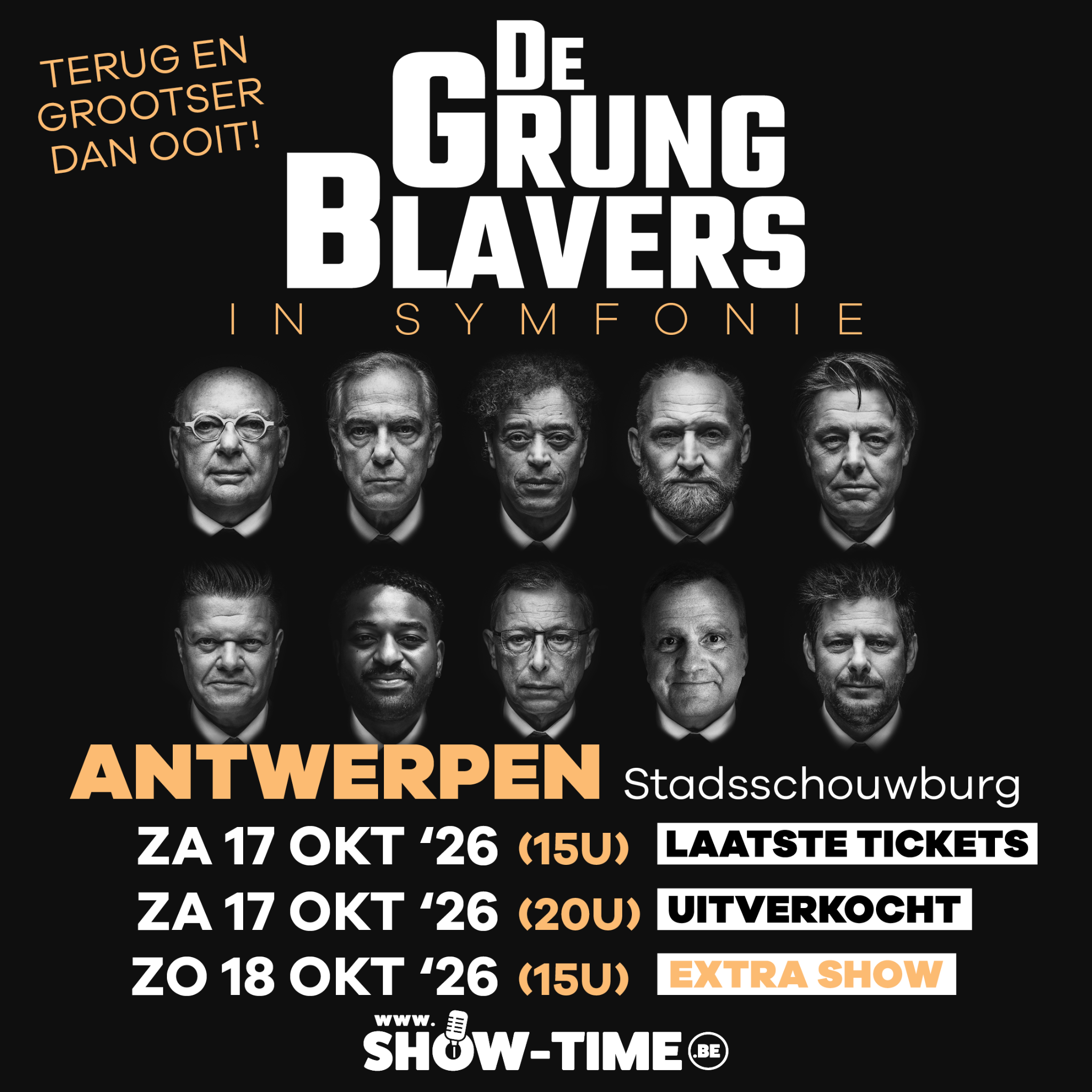 SHOW-TIME.be Facebook ad: EXTRA SHOW - 18 okt '26 - De GrungBlavers in Symfonie