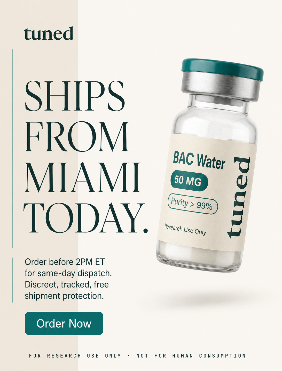 Tuned Research Facebook ad: Every Compound. One Standard.