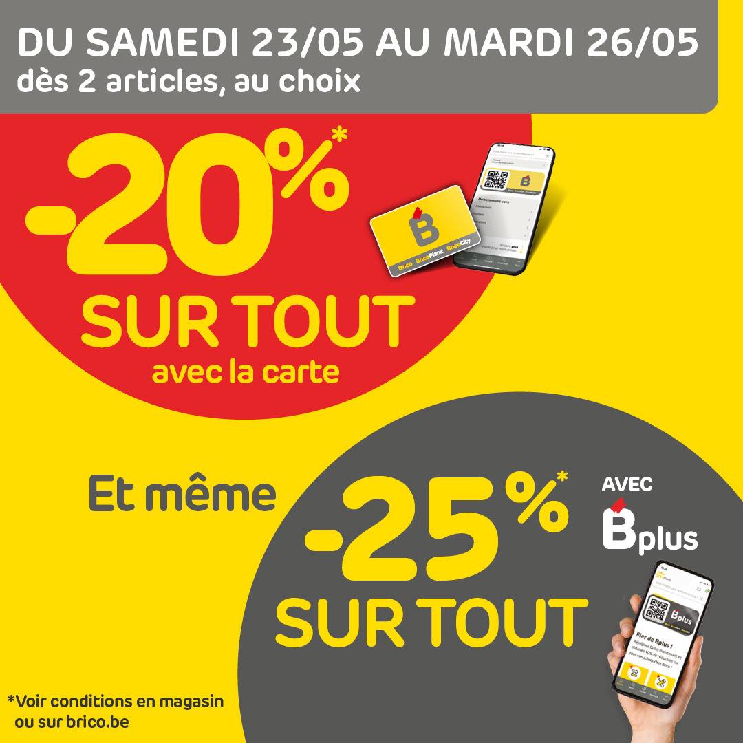 Brico Waremme Facebook ad: -๐ฎ๐ฌ% ๐๐๐ฟ ๐ง๐ข๐จ๐ง* (ร .p.d.