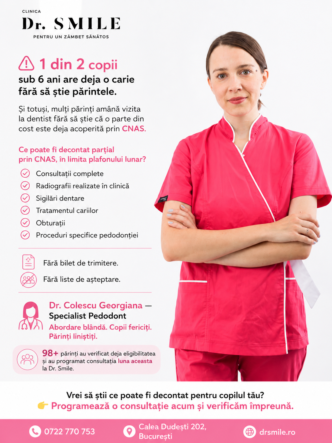 Clinica Dr. Smile Facebook ad: Vrei să știi ce poate fi decontat pentru copilul tău?