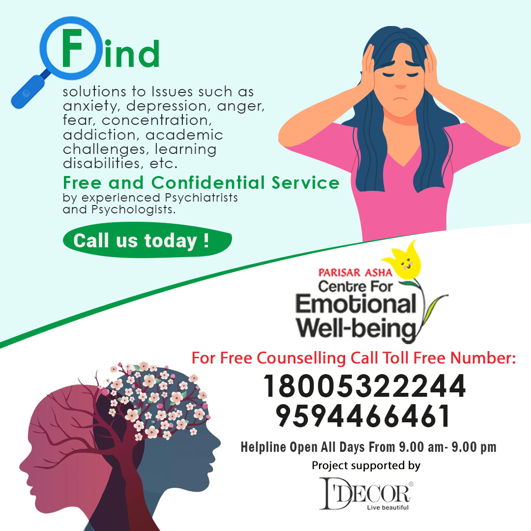 Parisar Asha Centre for Emotional Well-Being Facebook ad: For free counselling call toll free number