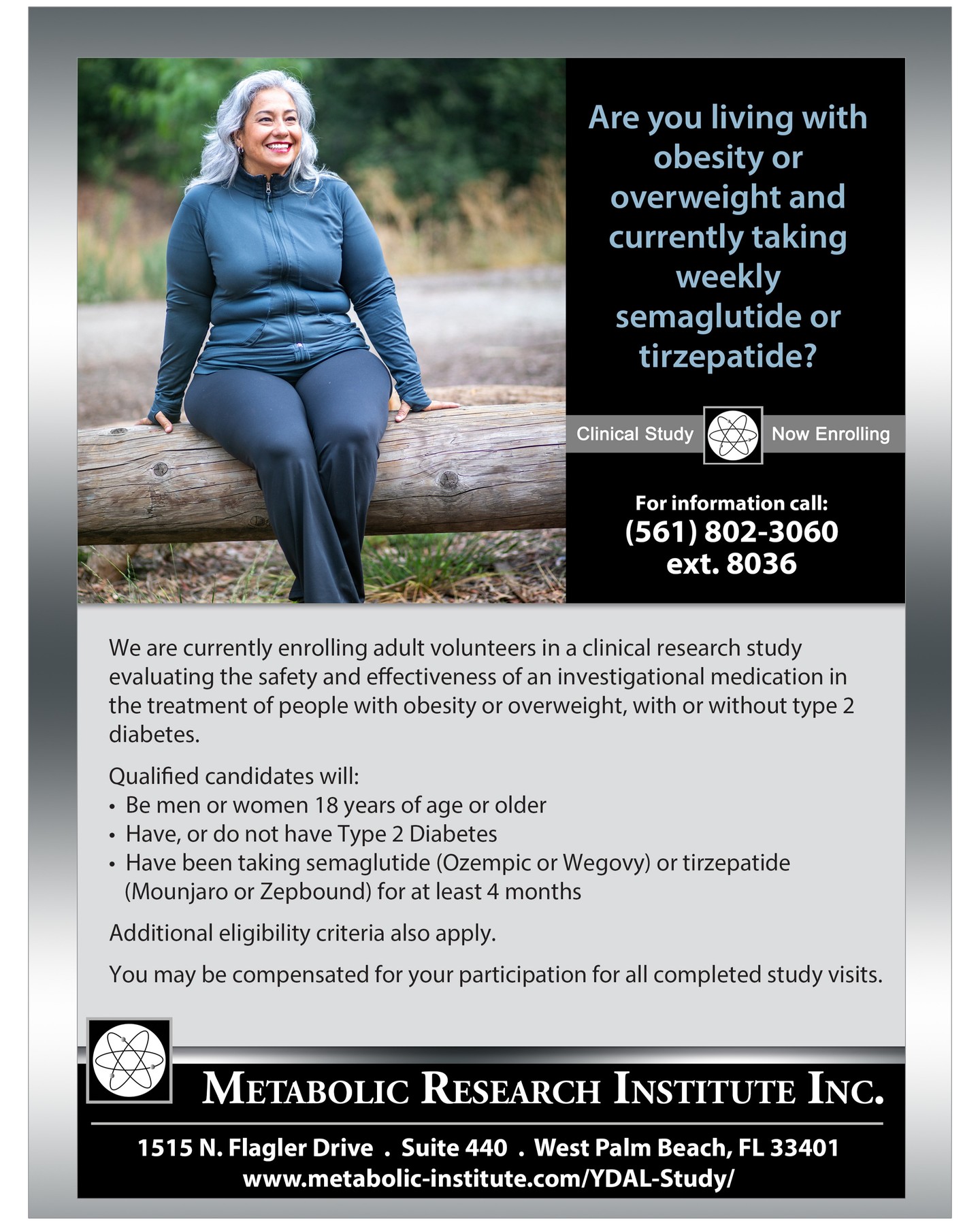 Metabolic Research Institute, Inc. Facebook ad: Weight Loss Study