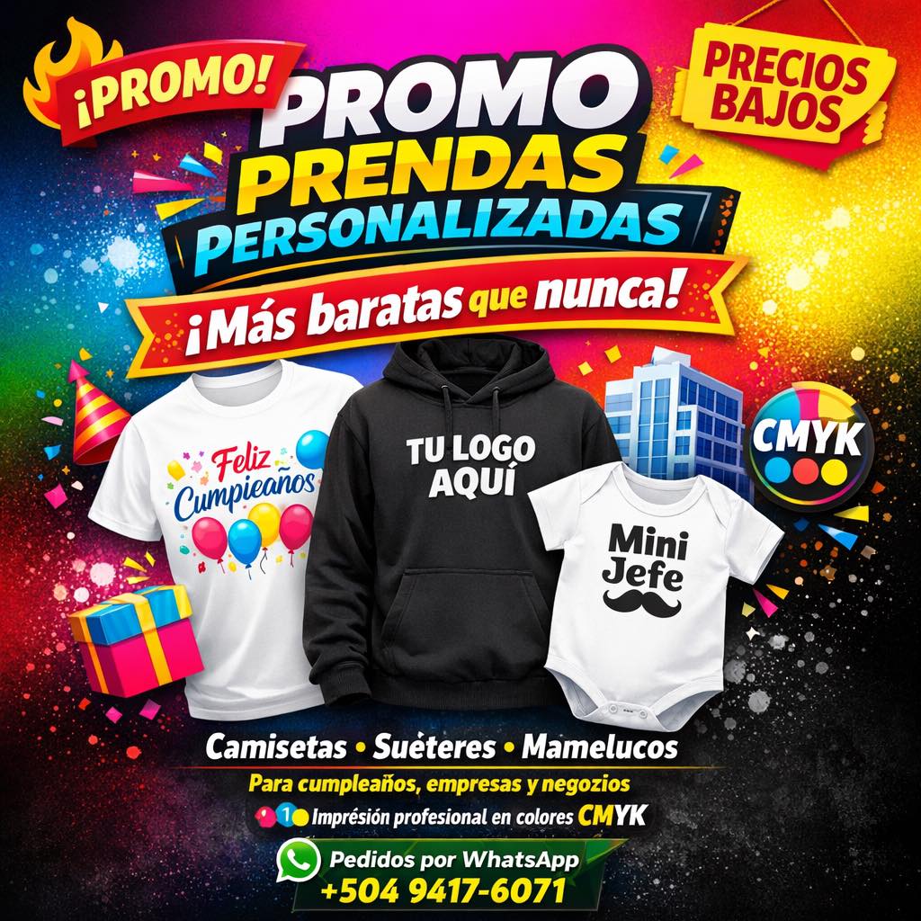 M&N Print Shop Facebook ad: Prendas personalizadas a tu estilo