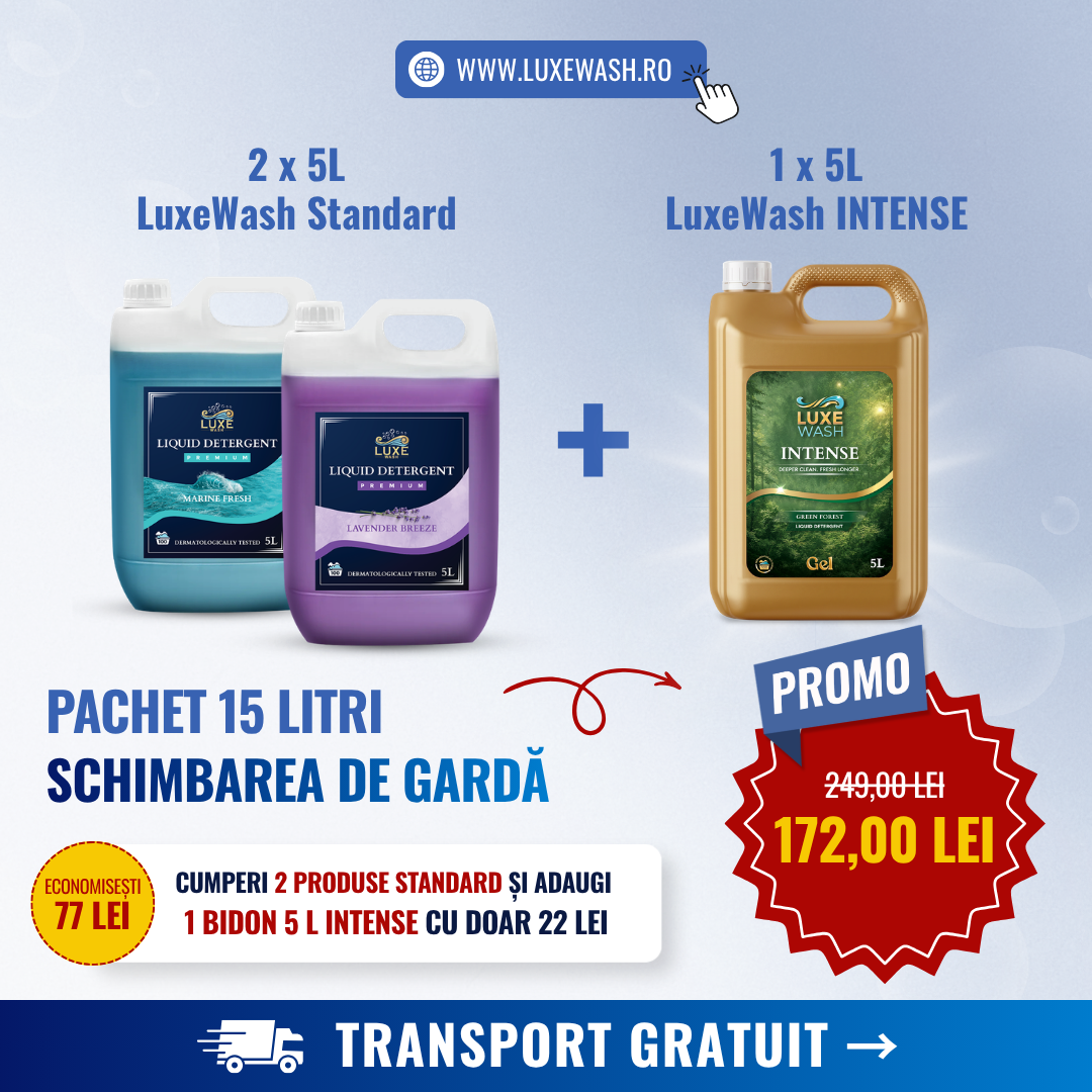 Luxe Wash Europe Facebook ad: Pachet premium, stoc limitat