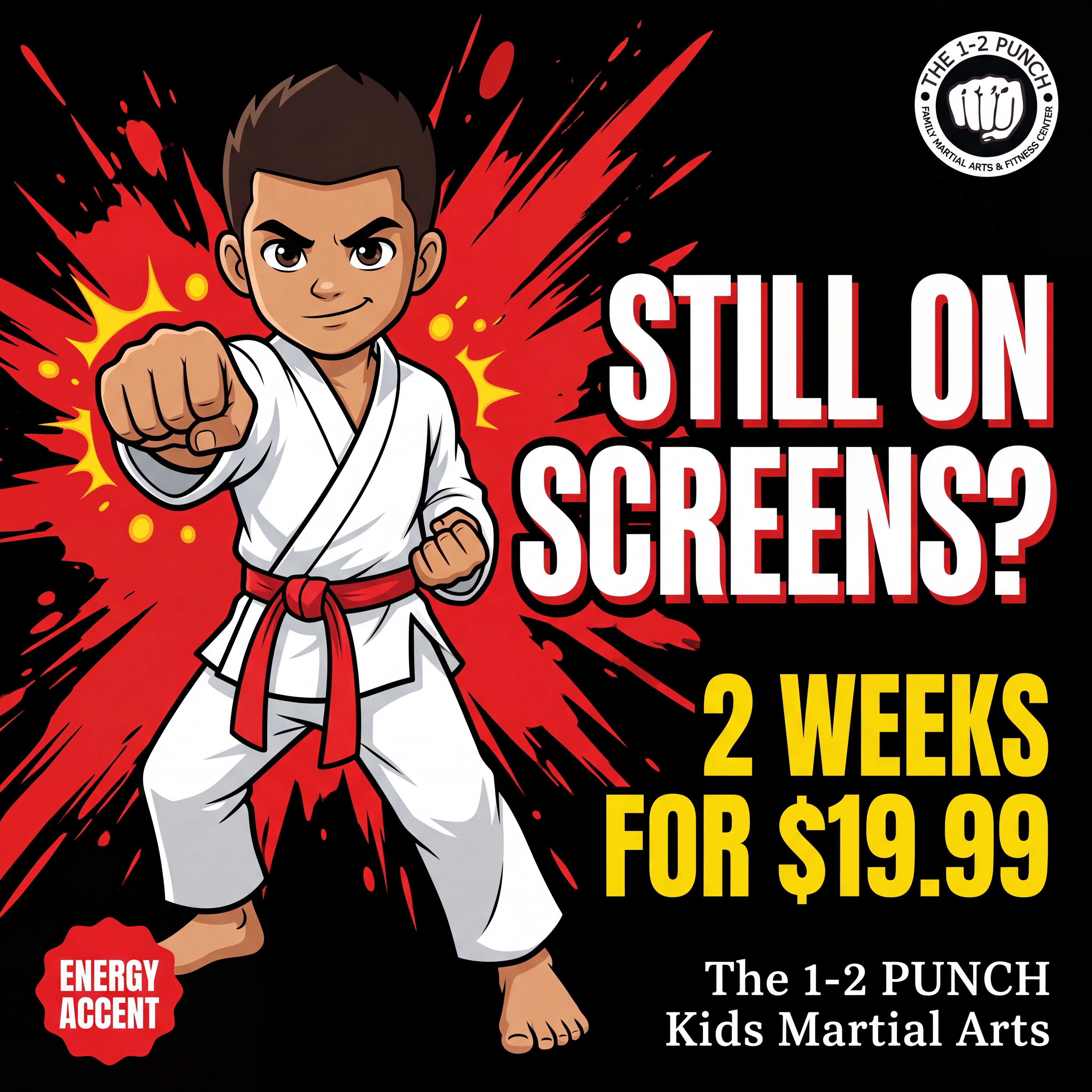 The 1-2 Punch Family Martial Arts & Fitness Center Facebook ad