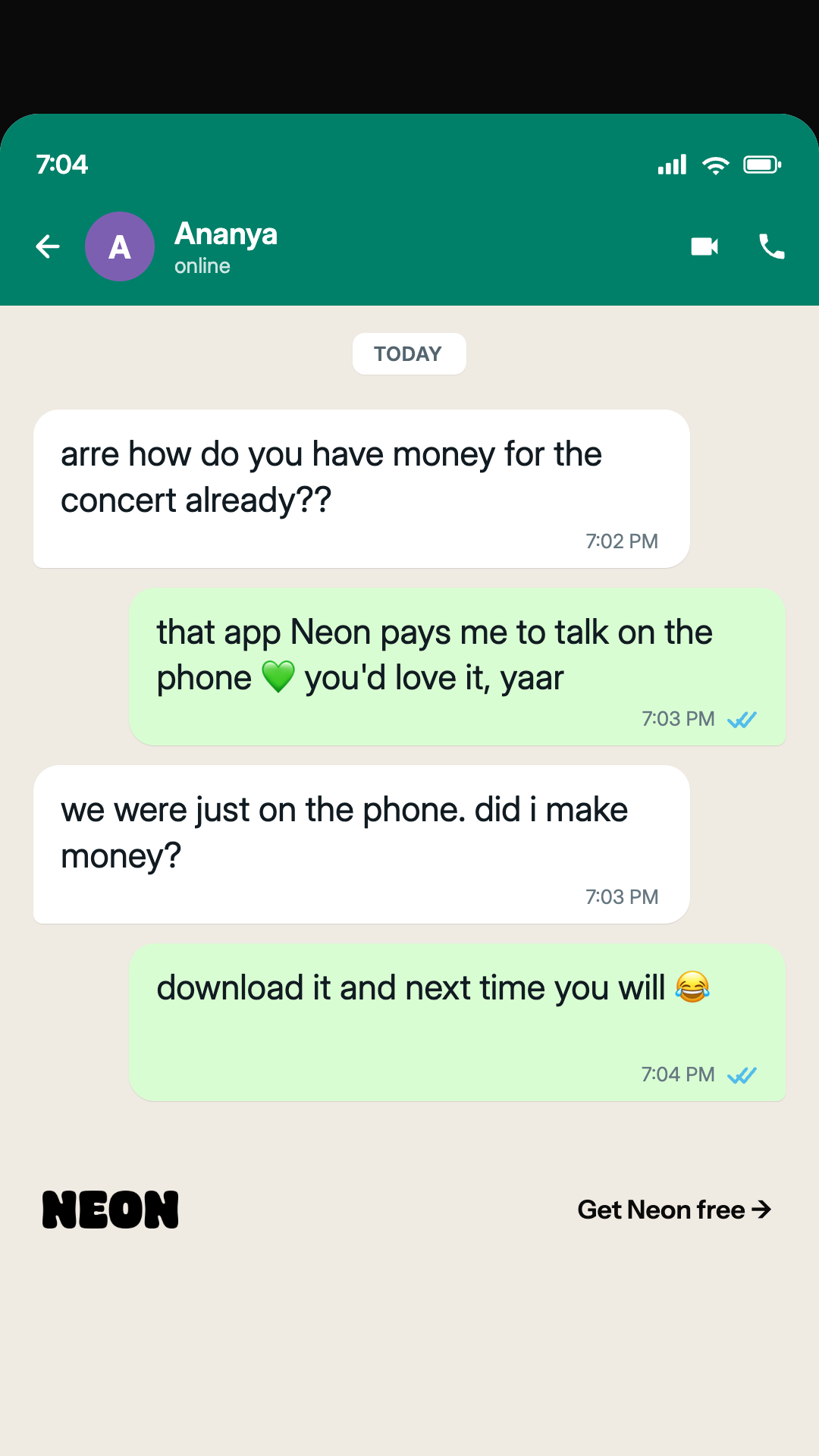 Neon Mobile Facebook ad