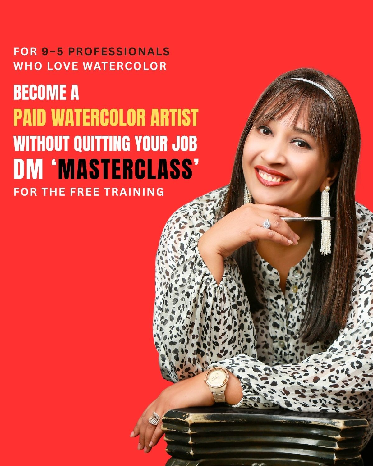 Meeta Dani Facebook ad: Become a Paid Watercolor Artist Beside Your 9-5