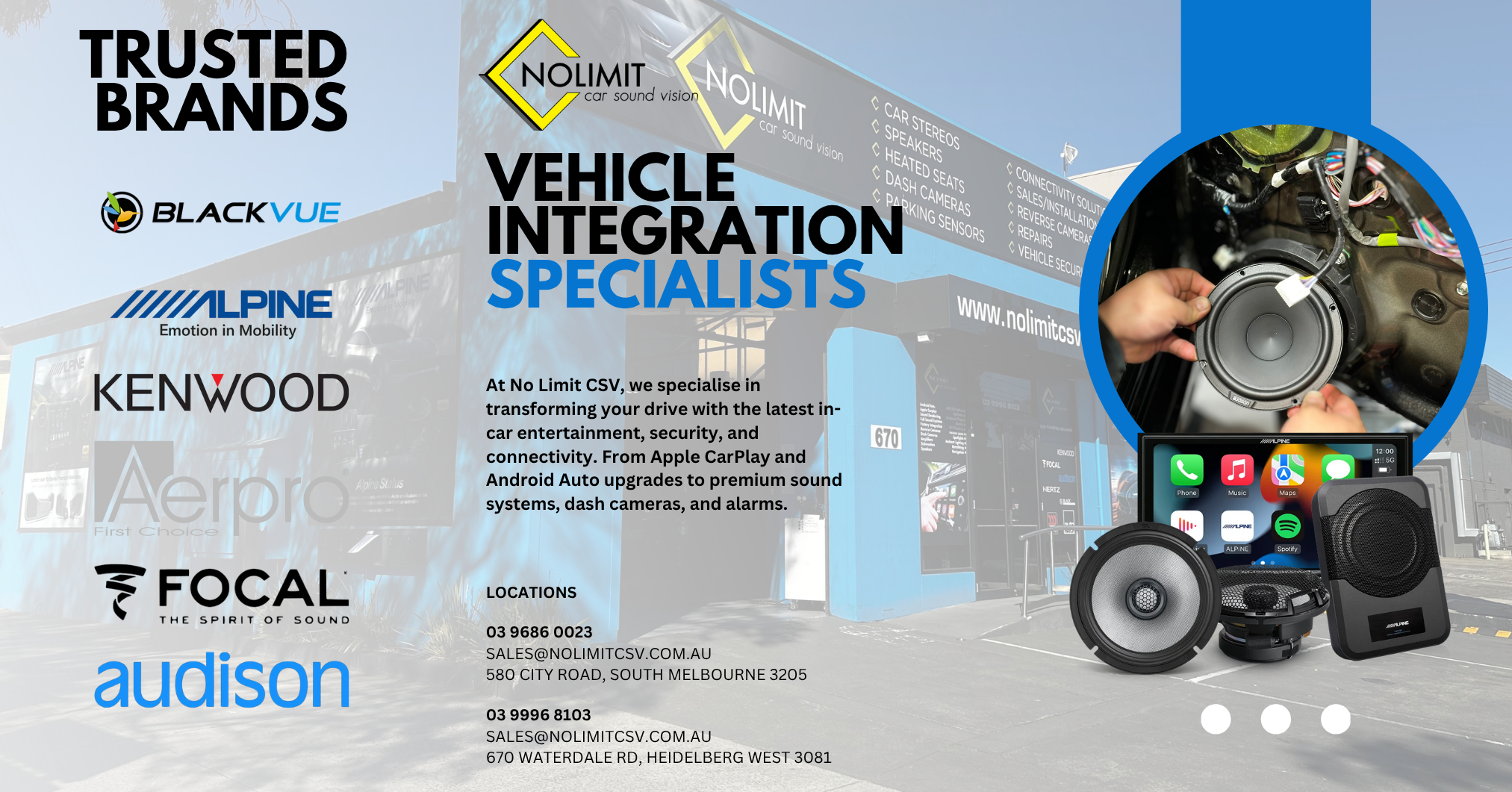 No Limit Car Sound Vision Facebook ad: VEHICLE INTEGRATION SPEACILISTS