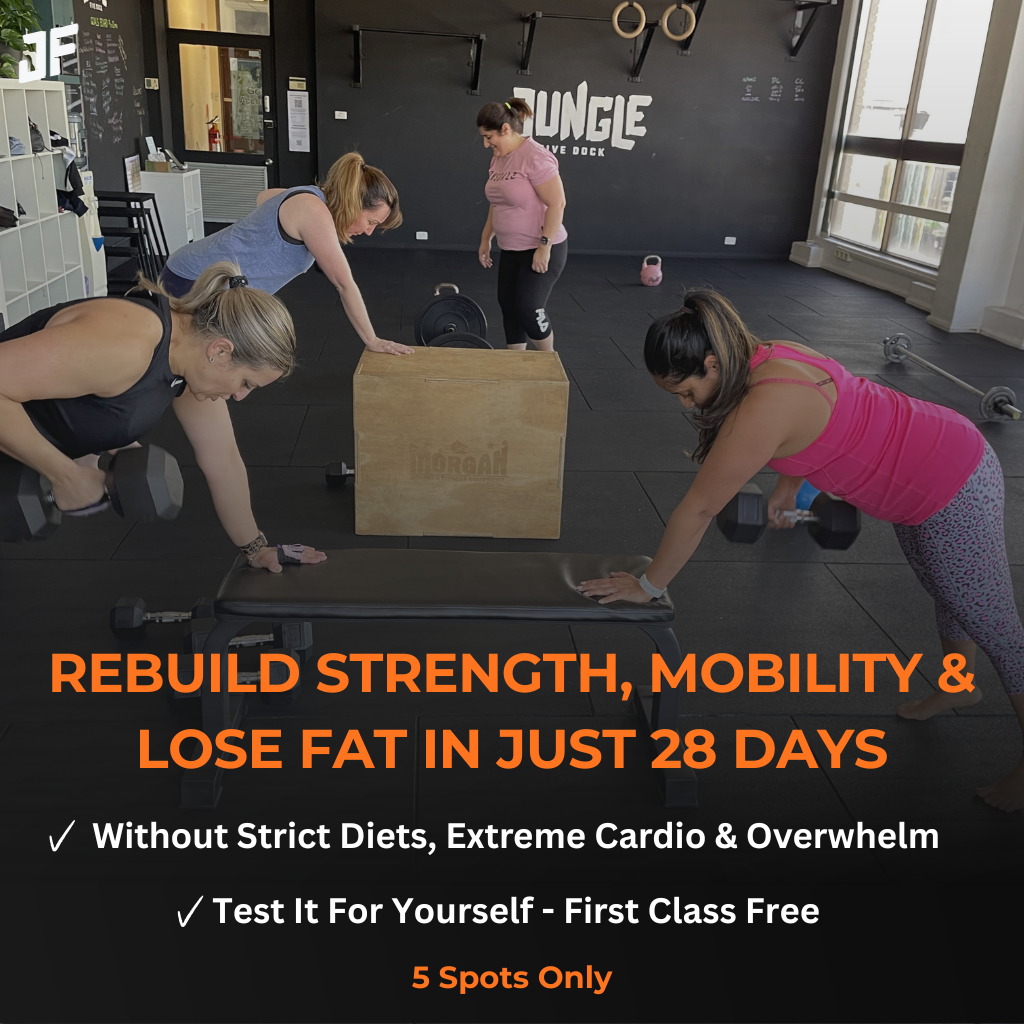 Jungle Five Dock Facebook ad: 28-Day Strength & Mobility