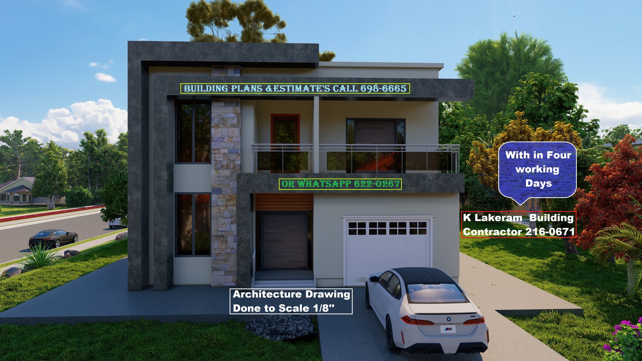 K Lakeram Construction Facebook ad: Building Plans and Estimate's Call 216-0671
