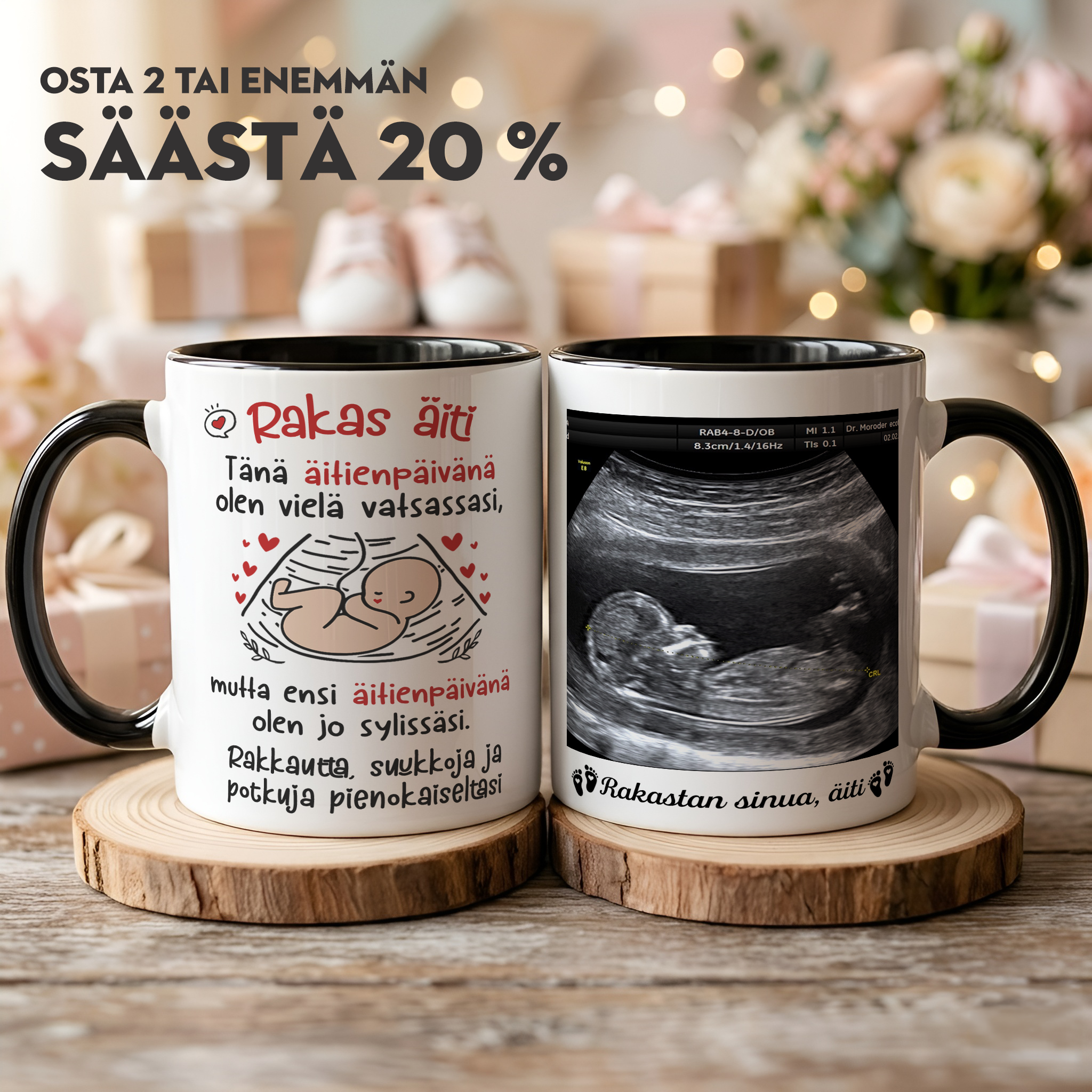 New to Nest - Personalised Gifts Facebook ad: Räätälöity Kaksivärinen Muki Tulevalle Äidille |…