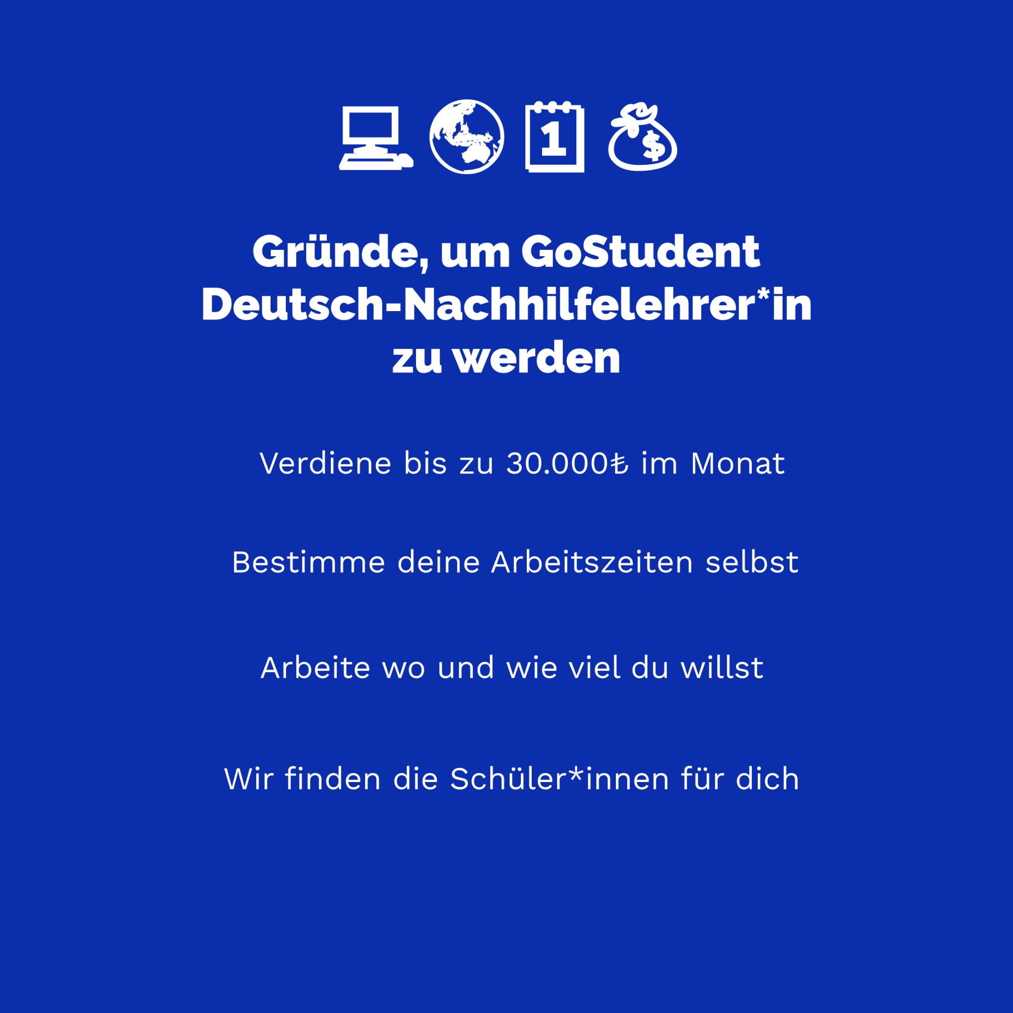 GoStudent Facebook ad: Online Geld verdienen