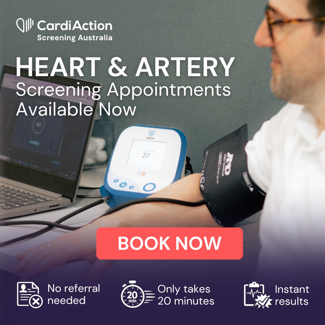CardiAction Screening Australia Facebook ad: Book a Screening Today